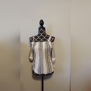 Passport Top Medium White Black Geometric Cold Shoulder Beach Coastal Y2K Boho